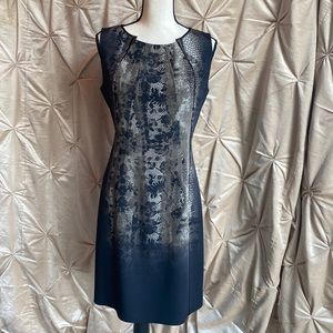 TAHARI Beautiful Midi Women's Satin Print Sleeveless Dress - SZ 4